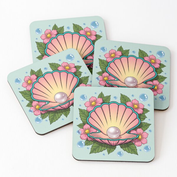 Item preview, Floral Seashell with Pearl – Pink Coastal Cottagecore Illustration designed and sold by GiftsCreek.