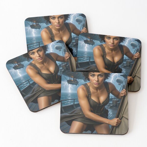 Item preview, Sarah Braving the Storm on the Zeppelin Deck designed and sold by CathryneDelamort.