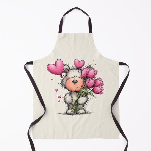 Item preview, Teddy with Pink Tulips and Heart Balloons designed and sold by QuietBloom80.