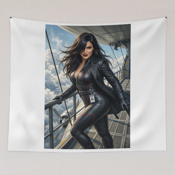 Item preview, Cassandra in black leather on a zeppelin deck designed and sold by CathryneDelamort.