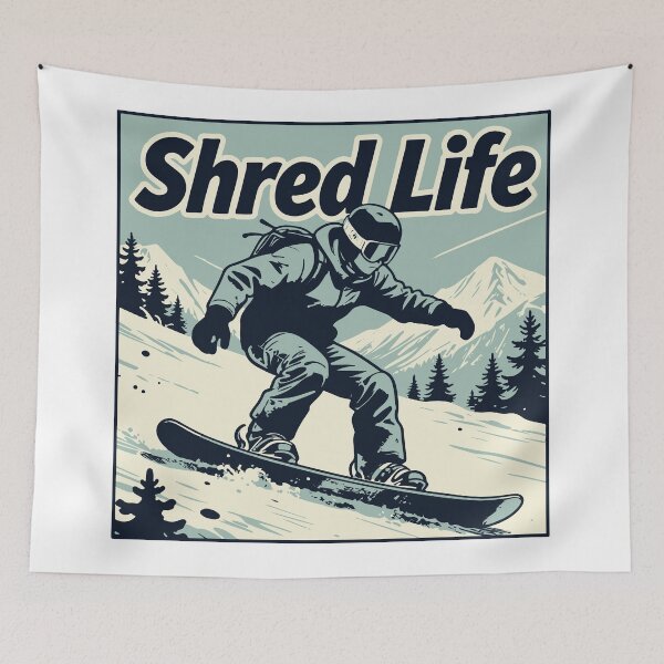 Item preview, Shred Life Snowboard T-Shirt  Retro Snowboarding Mountain Poster Tee designed and sold by Design-Pro-21.