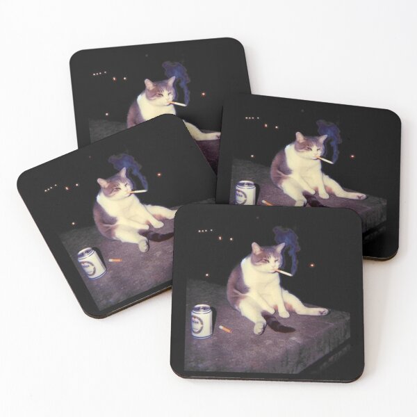 Item preview, Poster Smoking Cat Meme – Funny Cigarette Kitten designed and sold by ColemanOlmos.