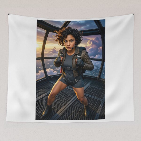 Item preview, Sarah prepares to jump from sunset zeppelin designed and sold by CathryneDelamort.