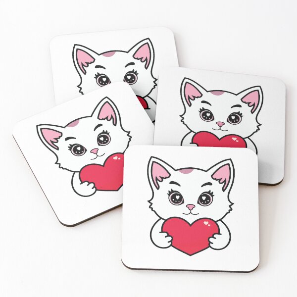 Item preview, Cute Cat Holding Heart – Kawaii Valentine Kitten designed and sold by MarshallStickerX.