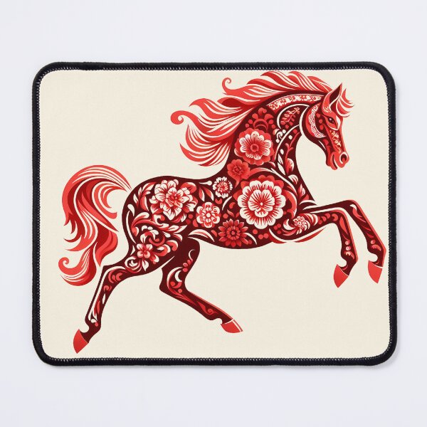 Item preview, Year of the Horse 2026 Prancing Red Papercut Chinese Zodiac designed and sold by oynipshop.