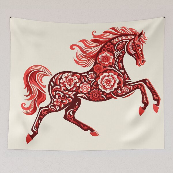 Item preview, Year of the Horse 2026 Prancing Red Papercut Chinese Zodiac designed and sold by oynipshop.