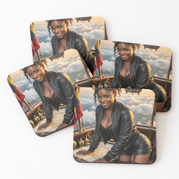 Item preview, Aviatrix in Leather and Lace on a Zeppelin Deck designed and sold by CathryneDelamort.
