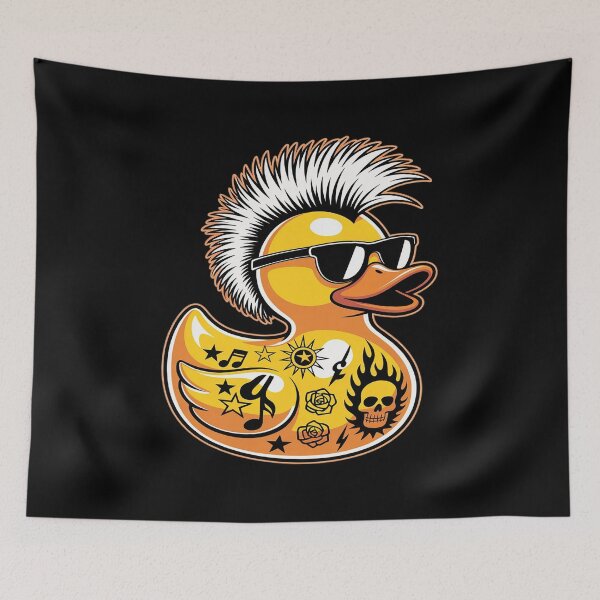 Item preview, Funny Tattooed Duck Mohawk Punk Rubber Duck designed and sold by HORIZBoutique.