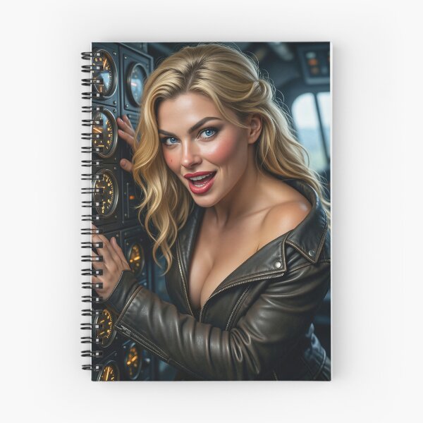 Item preview, Astrid smiling in a leather jacket on a zeppelin designed and sold by CathryneDelamort.