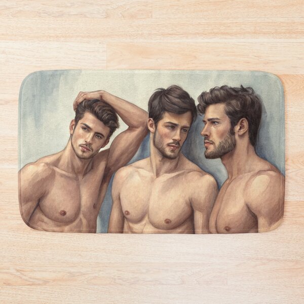 Item preview, Triad of Desire - Males  -  Modern watercolor realism designed and sold by gayishdesign.