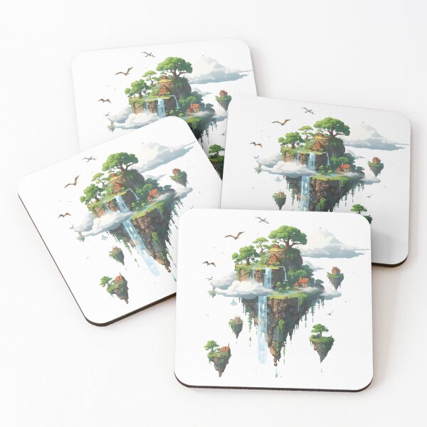 Item preview, Magical Floating Islands with Trees, Birds & Dragons designed and sold by catcurio.