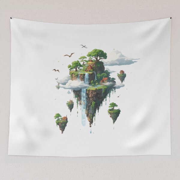Item preview, Magical Floating Islands with Trees, Birds & Dragons designed and sold by catcurio.