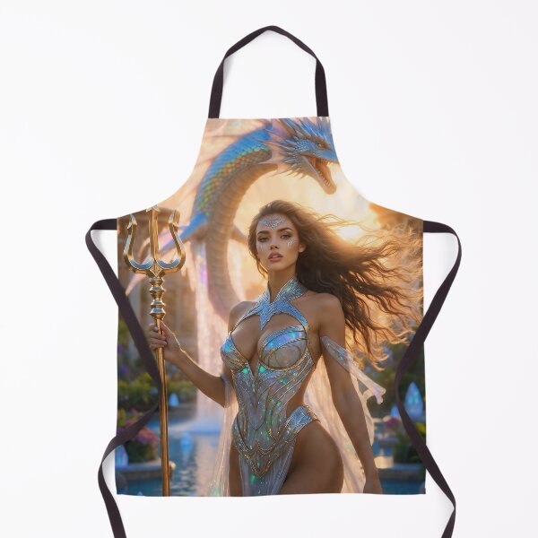 Item preview, Atlantis Sovereign Queen with Soaring Dragon – Pre-Sunken Golden Age Fantasy Glamour Art Scene 2 designed and sold by SunsetAngelsAI.