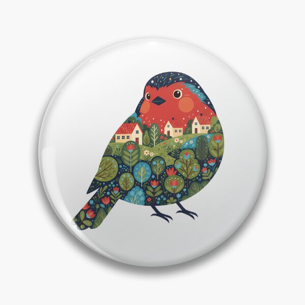 Item preview, Robin Silhouette with Christianshavn Townscape – Scandinavian Folk Art by heidiannemorris © designed and sold by FOLK ART FUSION by heidiannemorris.