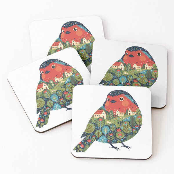 Item preview, Robin Silhouette with Christianshavn Townscape – Scandinavian Folk Art by heidiannemorris © designed and sold by FOLK ART FUSION by heidiannemorris.