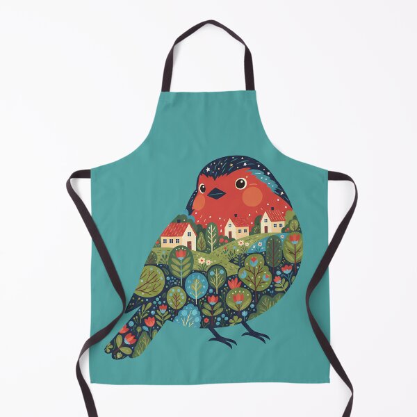 Item preview, Robin Silhouette with Christianshavn Townscape – Scandinavian Folk Art by heidiannemorris © designed and sold by FOLK ART FUSION by heidiannemorris.