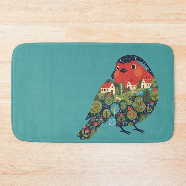 Item preview, Robin Silhouette with Christianshavn Townscape – Scandinavian Folk Art by heidiannemorris © designed and sold by FOLK ART FUSION by heidiannemorris.