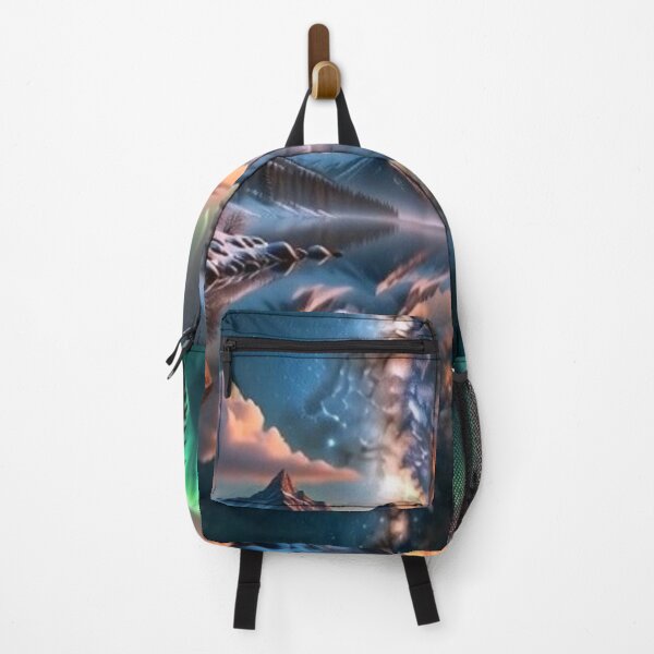 Item preview, "Aurora Borealis Fantasy Landscape – Northern Lights Over Mountain Lake AI Art" designed and sold by garrett024.