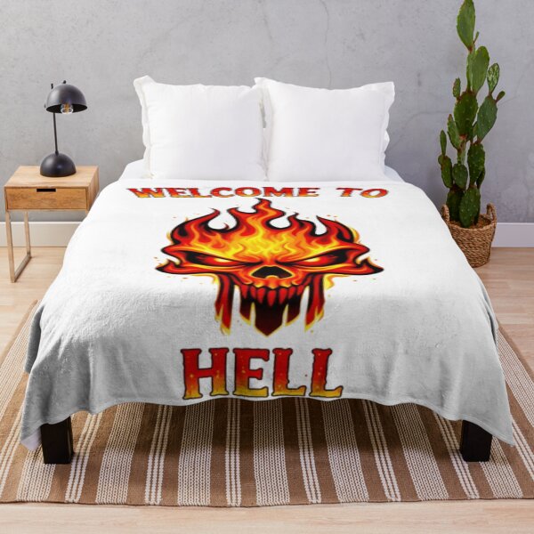 Aperçu de l'œuvre Welcome to Hell Crâne Feu – Biker Metal Skull Design créée et vendue par JonathanP514.