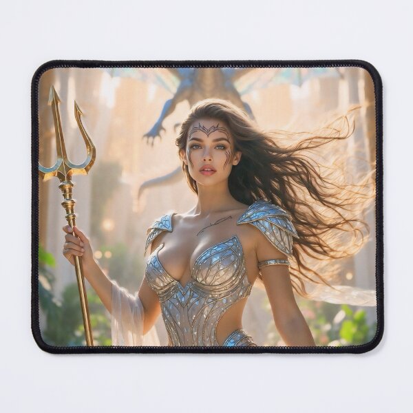 Item preview, Atlantis Sovereign Queen in Grand Palace Hall – Pre-Sunken Golden Age Fantasy Art designed and sold by SunsetAngelsAI.
