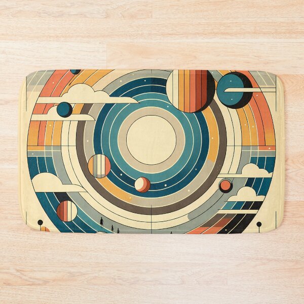 Item preview, Retro Geometric Space Planets with Rainbow Rings designed and sold by InkSmithery.