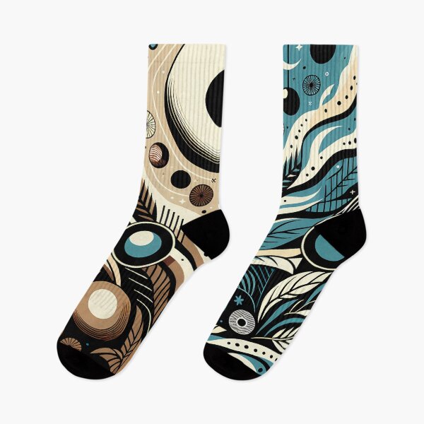Item preview, Retro Sun and Moon Geometric Botanical Abstract designed and sold by InkSmithery.