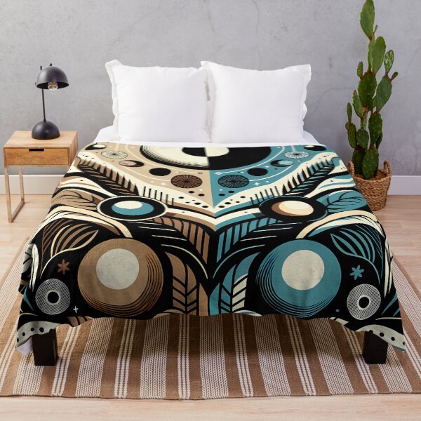 Item preview, Retro Sun and Moon Geometric Botanical Abstract designed and sold by InkSmithery.