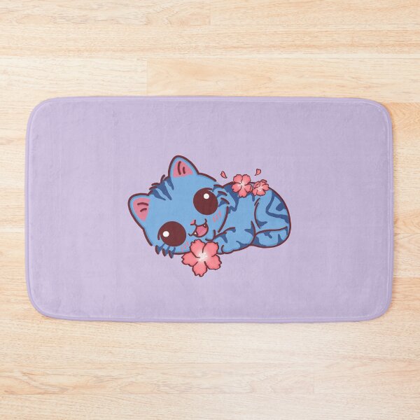 Item preview, Cute K-Pop Blue Derpy Cat with Sakura Blossoms designed and sold by BGMeYou.