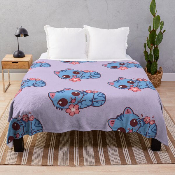 Item preview, Cute K-Pop Blue Derpy Cat with Sakura Blossoms designed and sold by BGMeYou.