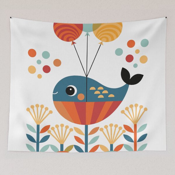 Item preview,  Playful Whale Among Geometric Shapes designed and sold by paulrommer.