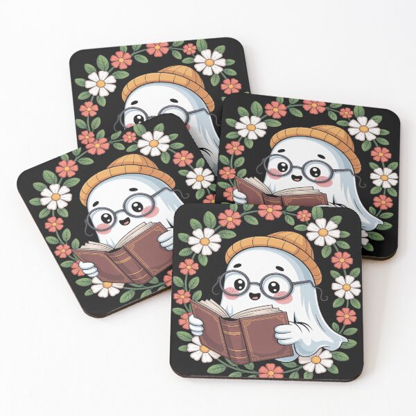 Item preview, Ghost Reading Bookworm Cottagecore Floral Halloween designed and sold by FluoroWave.