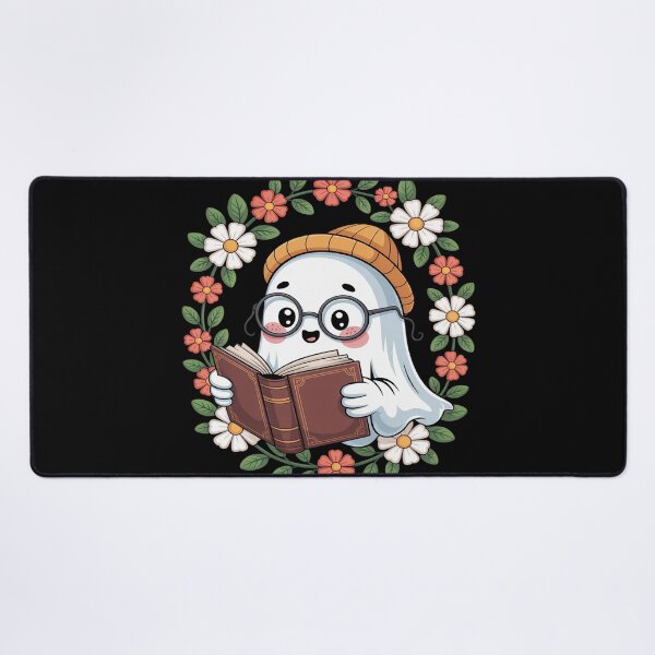 Item preview, Ghost Reading Bookworm Cottagecore Floral Halloween designed and sold by FluoroWave.