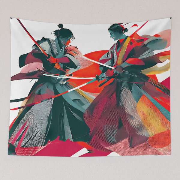 Item preview, Samurai Monks Duel - The Point of Impact - Minimalist Katana Art designed and sold by casaloomaria.