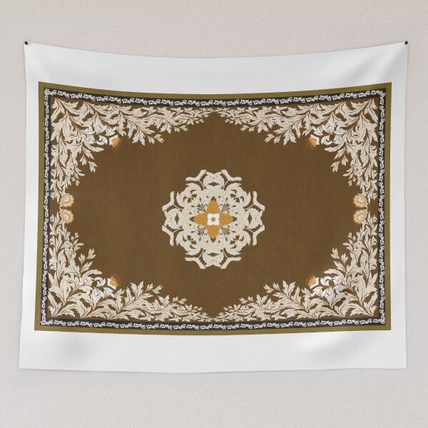 Item preview, Brown Persian rug design featuring elegant traditional floral and ornamental motifs with a warm vintage aesthetic designed and sold by Line-Aura.