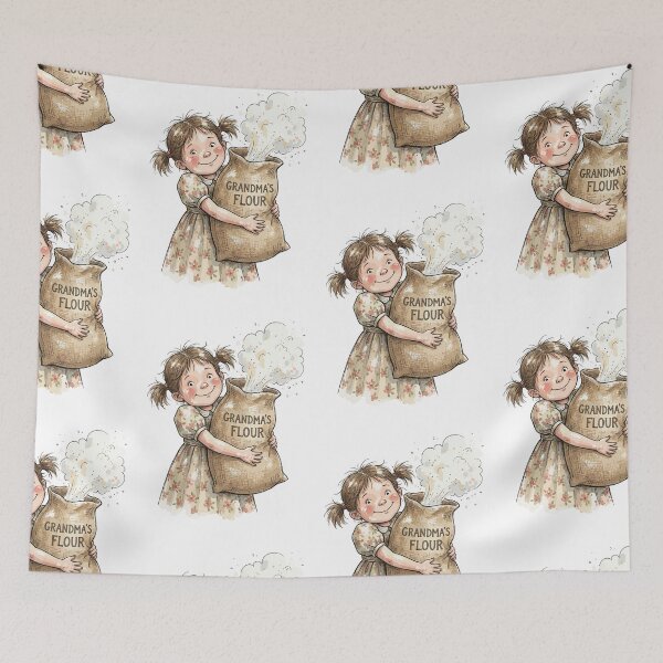 Item preview, Vintage Grocery Girl: Flour Sack Baker’s Girl designed and sold by bapupa.
