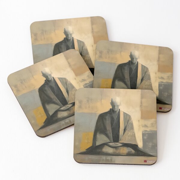 Item preview, Zen Monk Meditation Oil Painting | Abstract Buddhist Wall Art | Textured Ocher & Gray Spiritual Decor | Mindfulness Gift for Home Office & Yoga Studio designed and sold by casaloomaria.