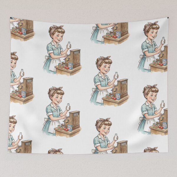 Item preview, Vintage Grocery Girl: Market Cashier Cutie designed and sold by bapupa.