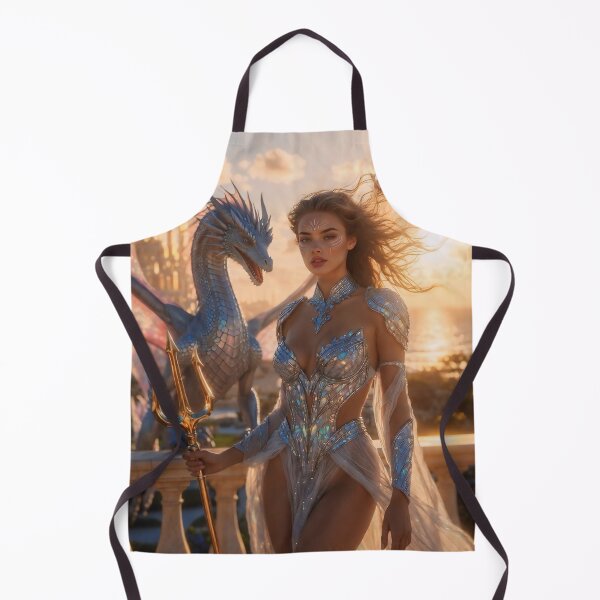 Item preview, Atlantis Sovereign Queen & Soaring Dragon – Pre-Sunken Golden Age Fantasy Glamour Art designed and sold by SunsetAngelsAI.