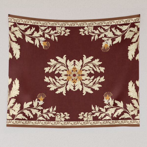 Item preview, Luxurious dark red Persian rug pattern featuring intricate traditional floral and arabesque motifs designed and sold by Line-Aura.