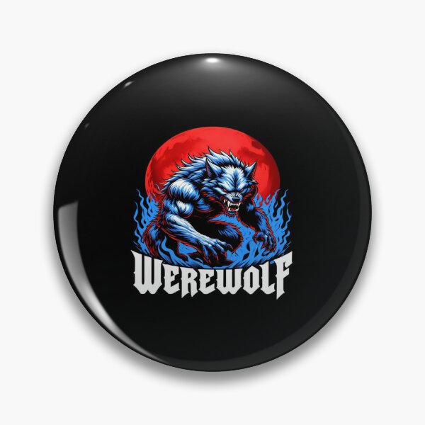 Item preview, Fierce Blue Werewolf Under Blood Moon – Gothic Horror Art for Halloween, Fantasy, and Myth Lovers designed and sold by Bright Nest Studio.