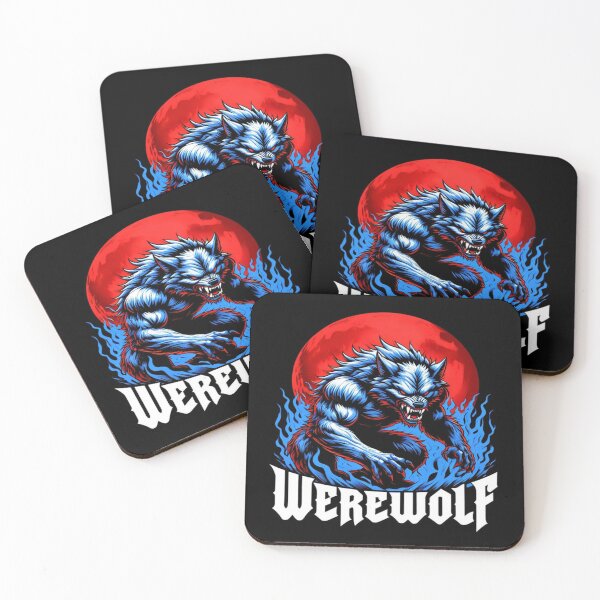 Item preview, Fierce Blue Werewolf Under Blood Moon – Gothic Horror Art for Halloween, Fantasy, and Myth Lovers designed and sold by Bright Nest Studio.