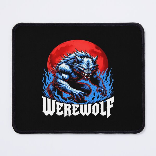 Item preview, Fierce Blue Werewolf Under Blood Moon – Gothic Horror Art for Halloween, Fantasy, and Myth Lovers designed and sold by Bright Nest Studio.