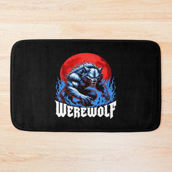 Item preview, Fierce Blue Werewolf Under Blood Moon – Gothic Horror Art for Halloween, Fantasy, and Myth Lovers designed and sold by Bright Nest Studio.