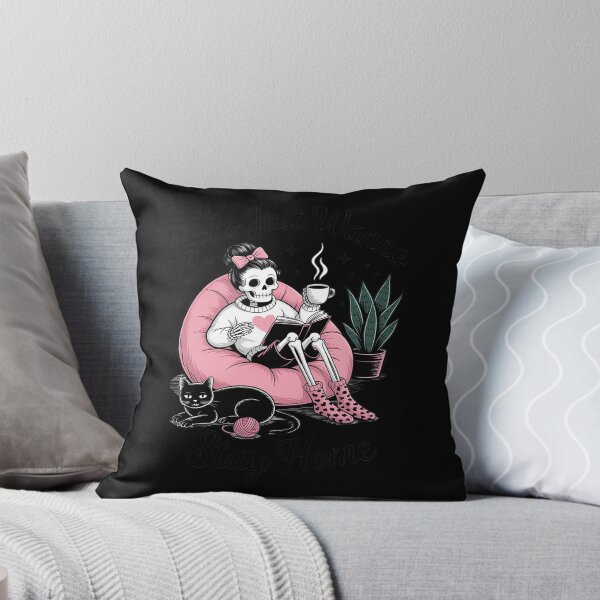 Item preview, Girls Just Wanna Stay Home, Messy Bun Skeleton Homebody designed and sold by FluoroWave.