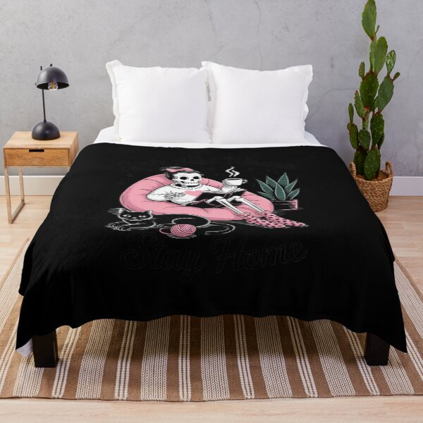 Item preview, Girls Just Wanna Stay Home, Messy Bun Skeleton Homebody designed and sold by FluoroWave.