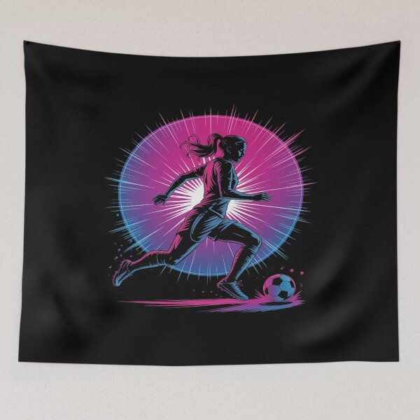 Item preview, Girls Soccer Player Sprinting with Ball in Motion designed and sold by FluoroWave.