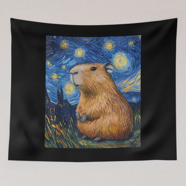Item preview, Capybara - Van Gogh Style - Starry Night - Funny Graphic Art for Men Women Kids , Capybara Gift Lover  designed and sold by DZIRI NAJAT.