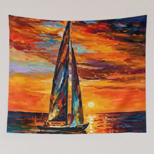 Item preview, Sailboat at Sunset - Colorful Nautical Art Sea and Sky designed and sold by Velvetia.