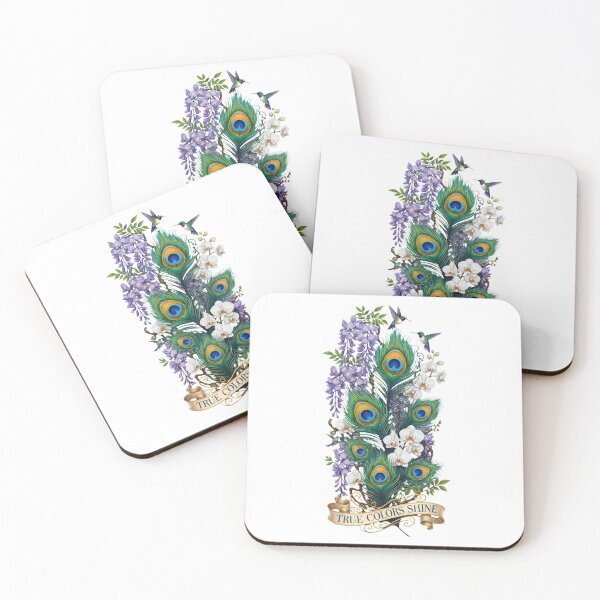 Item preview, Peacock Feathers Hummingbird Art – True Colors Shine, Wisteria Orchid Botanical Illustration designed and sold by Luminari Creations.