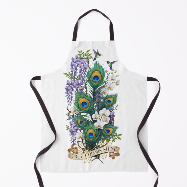 Item preview, Peacock Feathers Hummingbird Art – True Colors Shine, Wisteria Orchid Botanical Illustration designed and sold by Luminari Creations.